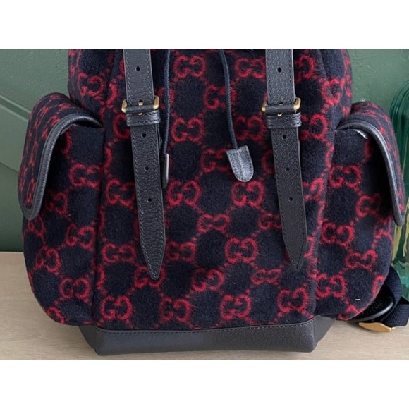 SOLD! Gucci Wool Monogram Backpack Like  New! 16.5 by 10.5 - Picture 2 of 12
